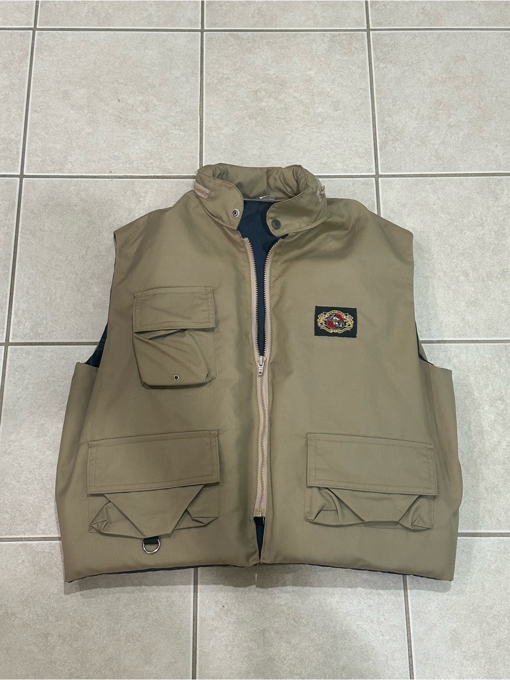 Men's Tan Tactical Utility Vest with Patch